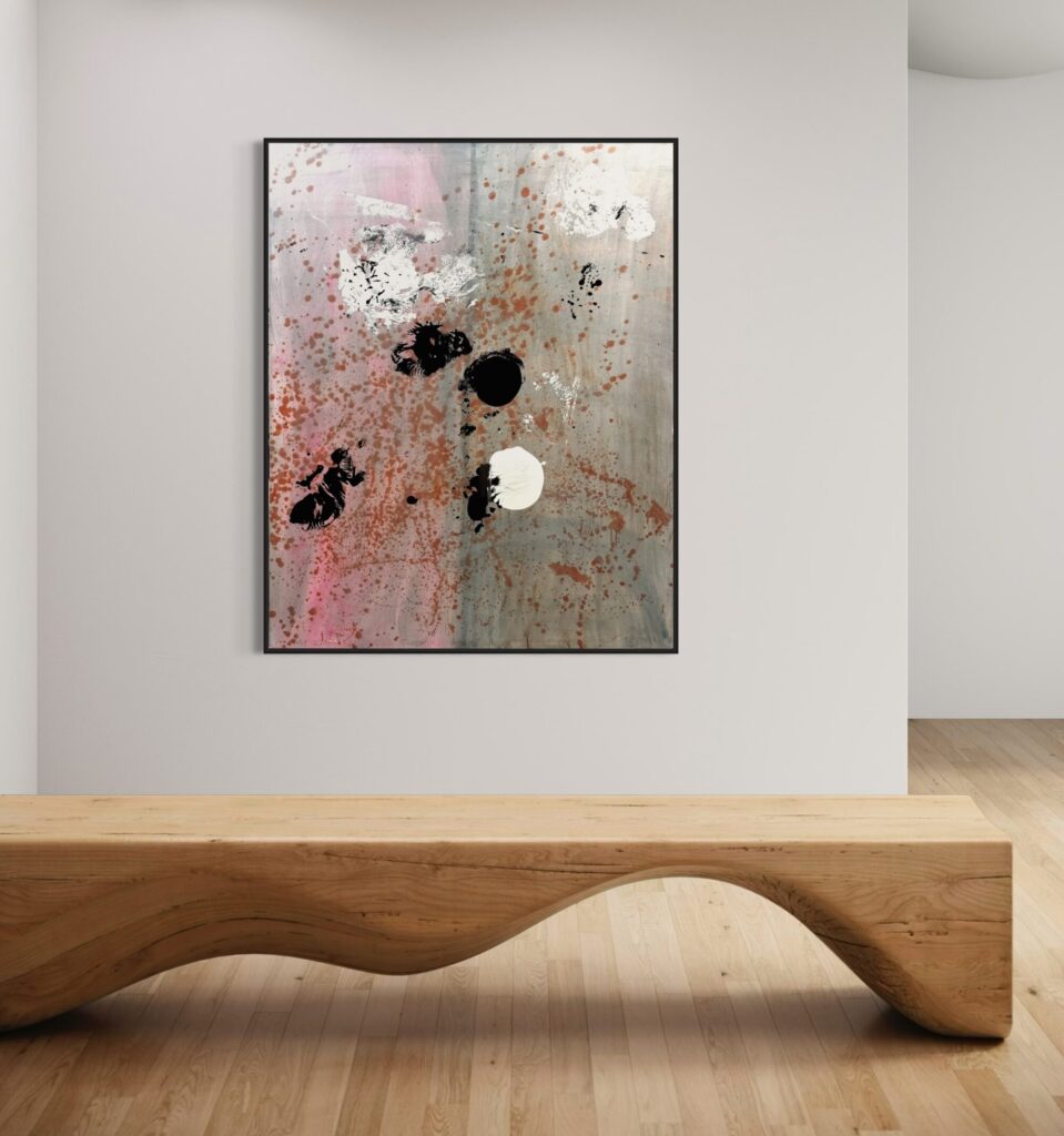 Gina Keatley’s work, celebrated in the heart of New York City, presents an anthology of abstract expressionism. Her portfolio, marked by the deliberate interplay of monochrome and vibrant infusions of mandarin orange, invites an exploration of human emotion. This signature use of color—both restrained and poignant—illuminates the narratives etched in the stark, sweeping lines of her canvases, fostering a connection that is both introspective and visceral.