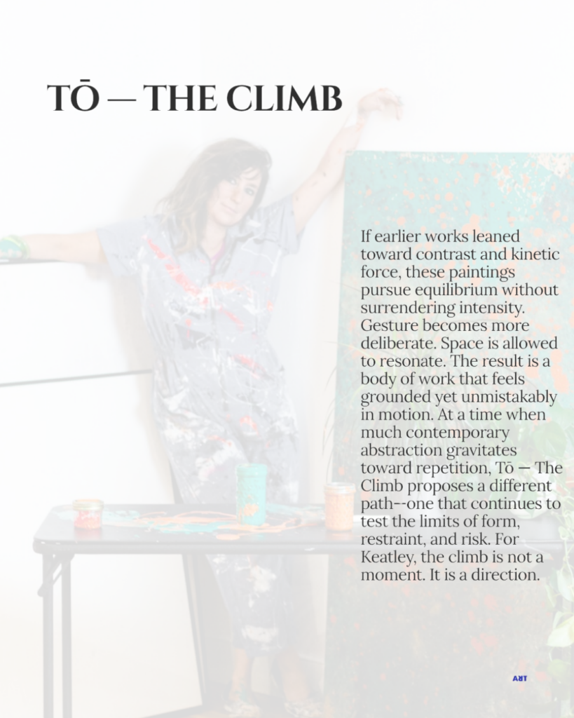 Gina Keatley is a bold and innovative artist whose journey into contemporary art reflects her passion for pushing creative boundaries. Her signature collection, Untamed Moderns, serves as an anthology of abstract expressionism, exploring the depths of human emotion through dynamic contrasts of monochrome and bursts of mandarin orange. This distinctive style invites audiences into a visceral dialogue with color, form, and texture, celebrating the transformative power of artistic expression.